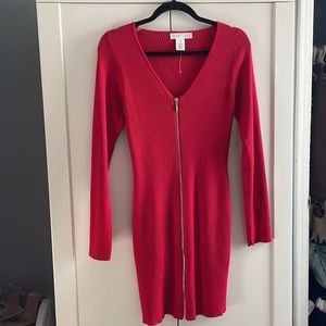 Planet Gold Ribbed Zip-Front Dress